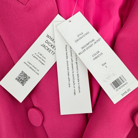 Veronica Beard Miller Dickey Jacket Blazer in Satin Hibiscus Hot Pink NEW Size 2 - Picture 4 of 11